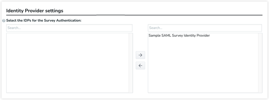 Screen capture showing the Identity Providers Setting section