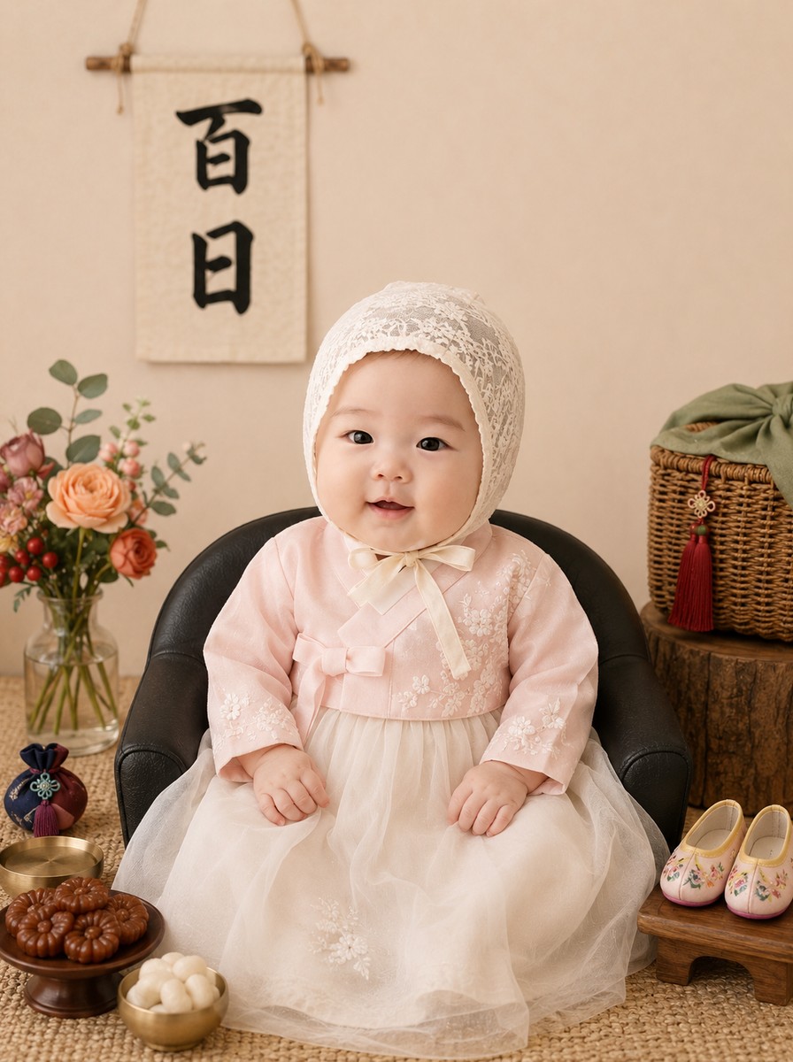 백일 분홍 한복 (클래식)