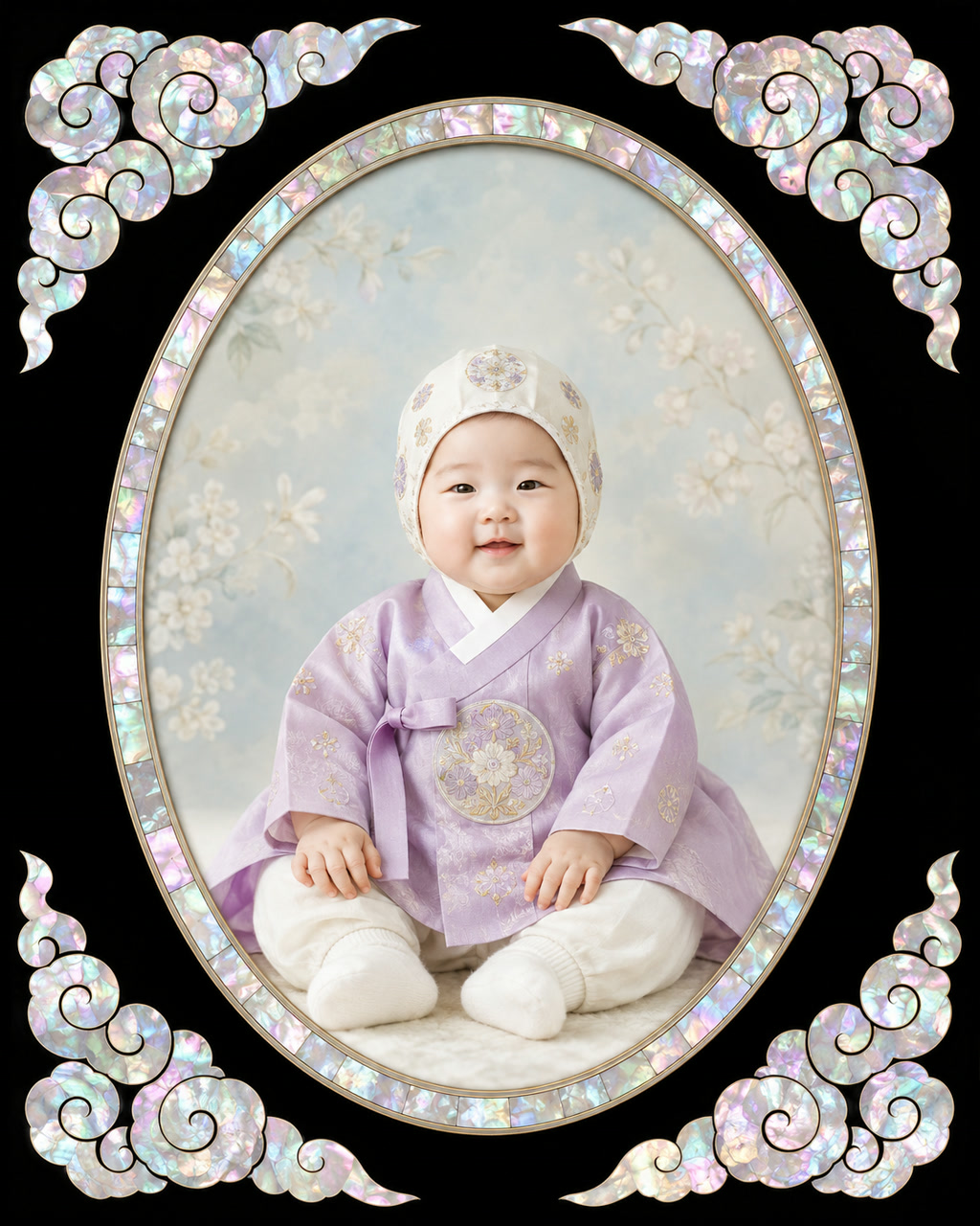 자개 액자 + 한복: 첫돌 자개 모티프 여아