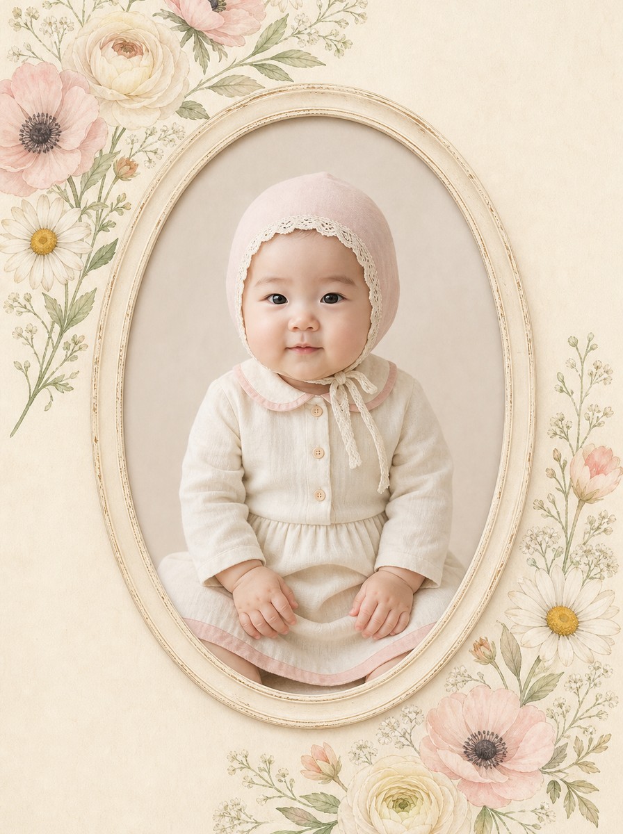 Oval Frame Wildflower First Birthday