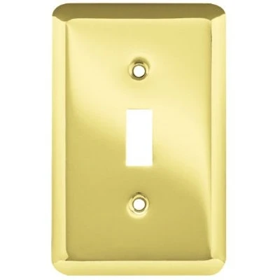 1-gang Stamped Round Toggle Wall Plate In Polished Brass Steel