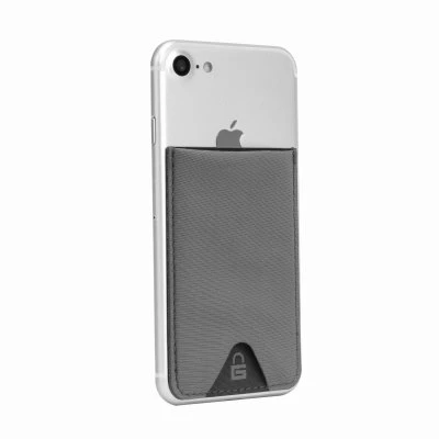 Gray Neoprene Cell Phone Wallet With 3m Adhesive For Up To 8 Credit Cards