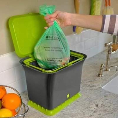 Fresh Air Kitchen Compost Collector in Green Slate, 1.5 Gallon Capacity