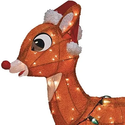 3-d Lighted Rudolph Christmas Lawn Decoration, 36-inch Outdoor Yard Art