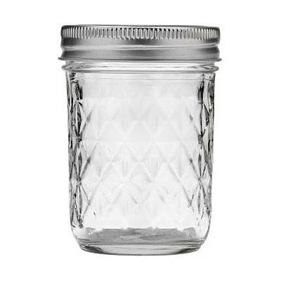 Quilted Crystal Glass Jelly Jars, Regular-Mouth, 8 oz., 12-Pk