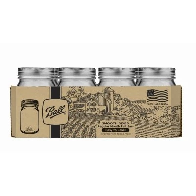 Mason Jars, Regular Mouth, Pint, 12-Pk.