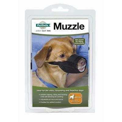 Black Medium Dog Muzzle Adjustable Comfortable Fit Durable Material