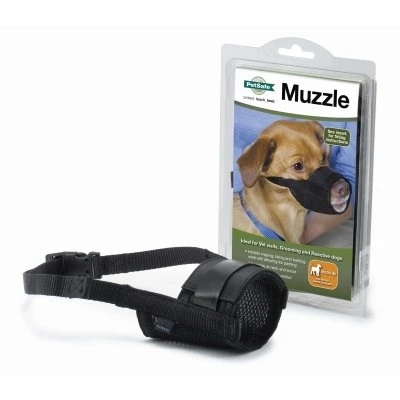 Black Medium Dog Muzzle Adjustable Comfortable Fit Durable Material