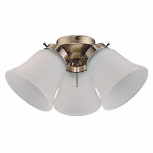 LED Ceiling Fan Light Kit in Antique Brass Finish with Frosted Ribbed Glass Shade