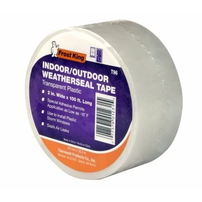 Clear Plastic Weatherseal Tape, 2 Inches by 100 Feet Roll