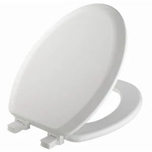 Elongated Closed Front White Molded Wood Toilet Seat With Easy-clean Hinge