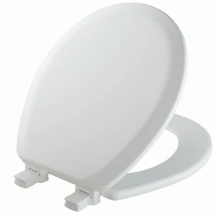 Advantage Round Closed Front White Molded Wood Toilet Seat, Easy-clean Hinge