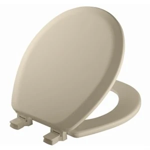 Advantage Round Closed Front Bone Molded Wood Toilet Seat, Easy-clean & Change® Hinge
