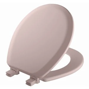 Round Molded Wood Toilet Seat with Easy-Clean and Change Hinge STA-TITE in Pink