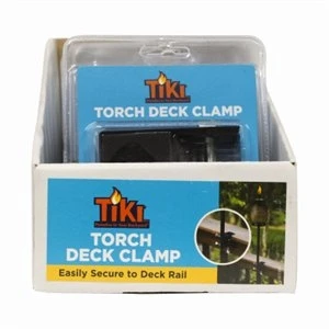 Black Metal Patio Torch Mounting Bracket - Universal Deck Clamp For Torches