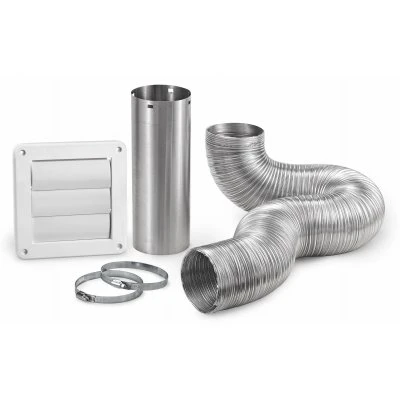 8 Foot Dryer Exhaust Wall Louvered Vent Kit in White Finish