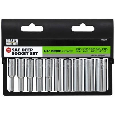 10-Pc. SAE Deep Socket Set, 1/4-In. Drive