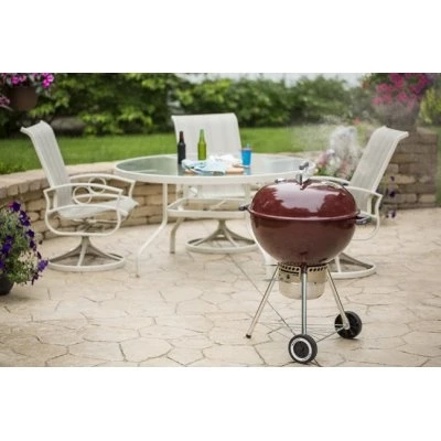 Original Premium Charcoal Kettle Grill, Crimson Red, 22 Inch Diameter