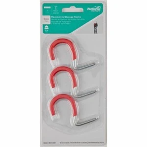 Storage Hook, Hammer-In, Red Vinyl Coated Steel, 1 In.