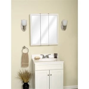 Tri-View Mirror Medicine Cabinet White Wood 23 and 3 Quarter by 25 and 5 Eighth Inches