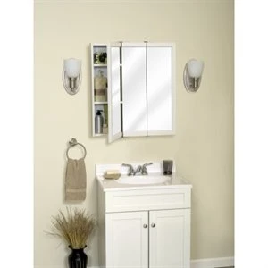 Tri-View Mirror Medicine Cabinet White Wood 23 and 3 Quarter by 25 and 5 Eighth Inches