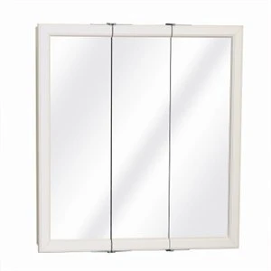 Tri-View Mirror Medicine Cabinet White Wood 23 and 3 Quarter by 25 and 5 Eighth Inches