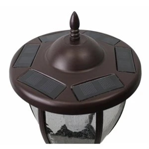 Solar Lamp Post & Planter, 1 Light, Bronze, 7 Ft.