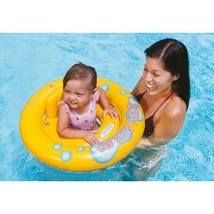 My Baby Pool Float Infant Swim Ring with Canopy Sunshade, Adjustable Safety Seat, and Safety Valve