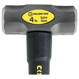 4 Pound Sledge Hammer with 16 Inch Fiberglass Handle for Heavy Duty Use