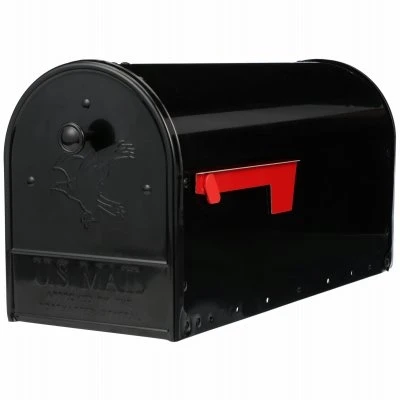 Outback Large Post-Mount Mailbox with Double Doors, Black Steel Construction