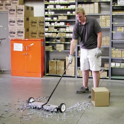 Magnetic Floor Sweeper with 24 Inch Wide Sweeping Path for Metal Debris Pickup