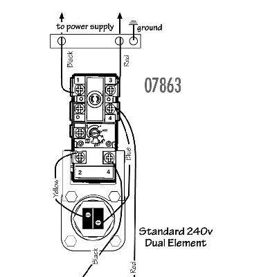 Water Heater Thermostat, Upper, Double Pole, 240-Volt