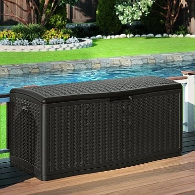 Extra Large Deck Box, Mocha Herringbone Design, 124-Gals.