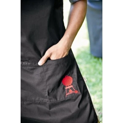 Black Barbecue Apron with Adjustable Neck Strap and Front Pocket