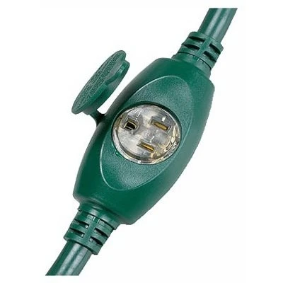 25-foot 14/3 Sjtw Green Outdoor Extension Cord With Multiple Grounded Outlets