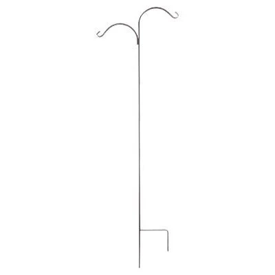 Double Offset Shepherds Hook, Black Forged Steel, 84-inch For Hanging Planters