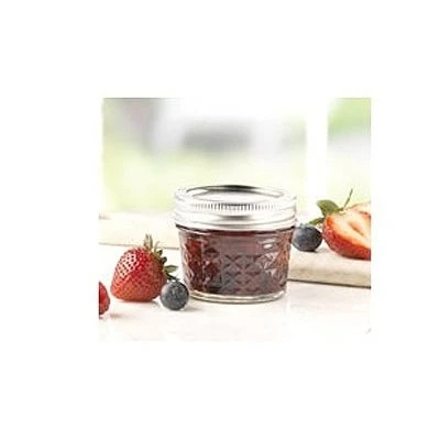 Quilted Glass Crystal Jelly Jars with Lids, Regular-Mouth, 4 oz., 12-Pk