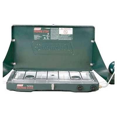 2-Burner Portable Propane Stove with Adjustable Heat Controls and Wind Guards