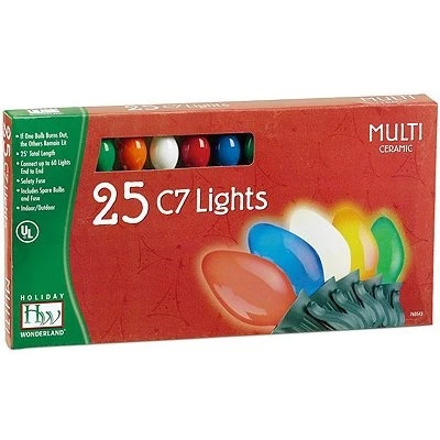 Christmas 25-Light Set, C7 Multi-Color Ceramic, 25-Ct.