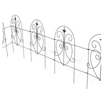 Black Romantic Style Garden Fence Panel, 18 Inch by 8 Foot
