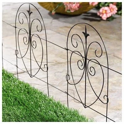 Black Romantic Style Garden Fence Panel, 18 Inch by 8 Foot