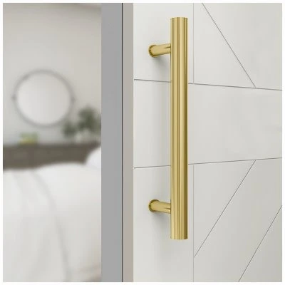Madison Sliding Barn Door Handle, Brushed Gold Finish, Contemporary Style, 12 Inch Length