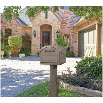 Grand Haven Extra Large Capacity Mailbox and Post Cover Combo in Mocha Finish