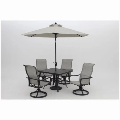 Palermo Slat-Top Dining Table Gray Aluminum 40 Inch Square Outdoor Table