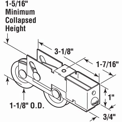 Steel Ball Bearing Tandem Roller Assembly, 1-1/8 In.
