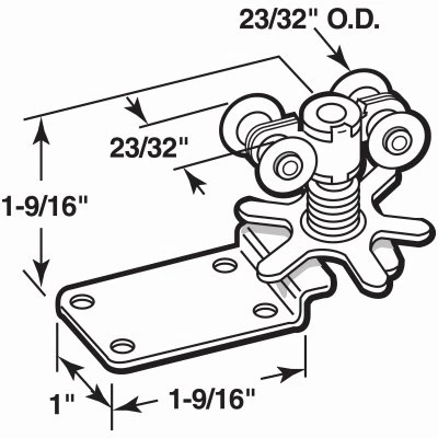 Pocket Door Roller Assembly with Four Wheel Design for Smooth Sliding