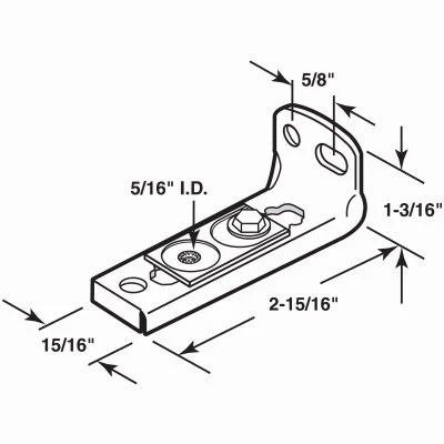 Bi-Fold Jamb Bracket, Adjusting, Nylon