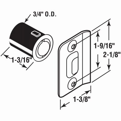 Adjustable Drive-In Ball Catch with Strike, Brass Plated, 0.75 x 1.1875 Inches