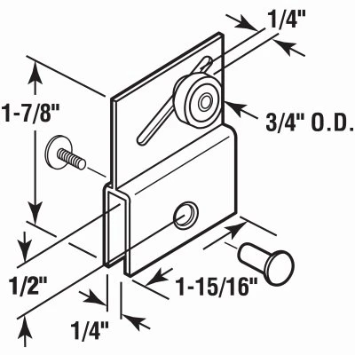 Frameless Sliding Shower Door Top Bracket, Flat Plastic Wheel, 3/4 In., 2-Pk.