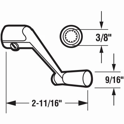 Casement Window Operator Crank Handle, Bronze, 3/8 In.,